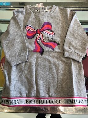 Emilio Pucci Girls 2-Piece Bow Sweatshirt & Jogger Set – 12M – NWT